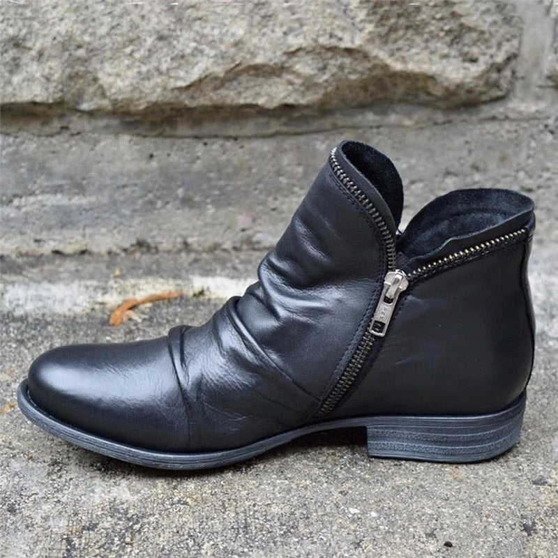 Marie | Retro Stiefeletten Damen mit seitlichem Reißverschluss