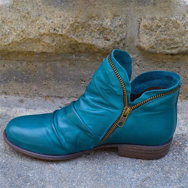 Marie | Retro Stiefeletten Damen mit seitlichem Reißverschluss