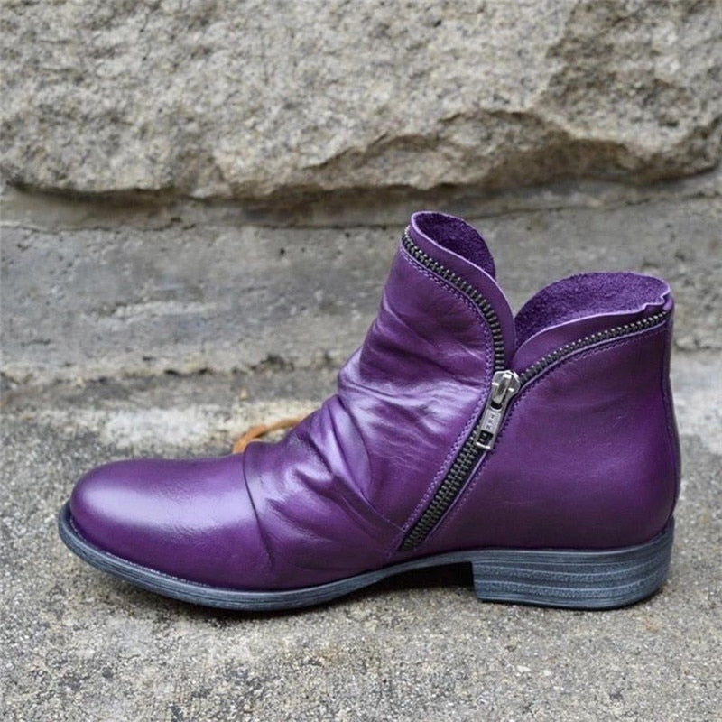 Marie | Retro Stiefeletten Damen mit seitlichem Reißverschluss