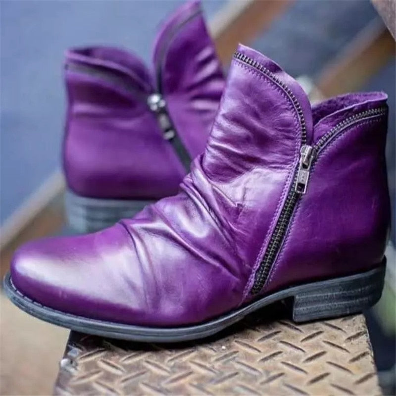 Marie | Retro Stiefeletten Damen mit seitlichem Reißverschluss