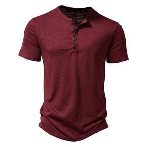 Henley | Herren-Polo - Henley-Kragen atmungsaktives Herren-T-Shirt-Burgundy-S-Becker Boutique
