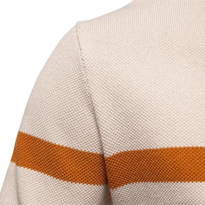 Florent | Stribet sweater med lynlås og hals til mænd-Florent | Pull Col Cheminée Zippé pour Hommes avec Motif Rayé - €38-Bentzen Butik