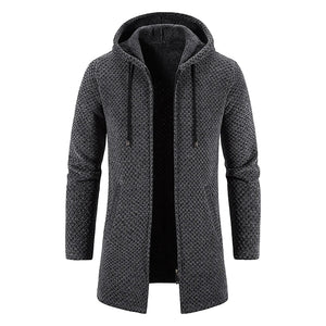 Ivan | Herren-Kapuzenjacke Mittellang aus Wolle-Dunkelgrau-S-Becker Boutique