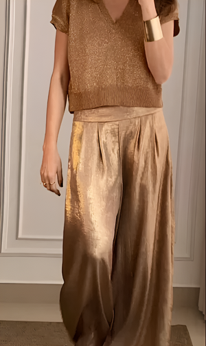 Ivanka | Metallisches Gold Set mit weitem Bein-S-Becker Boutique