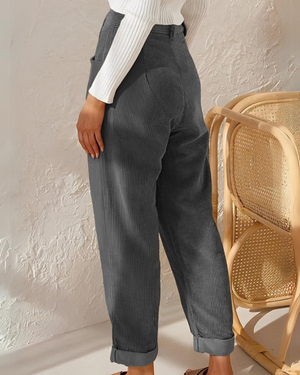Jena | Cordhose mit hohem Bund und Faltenwurf-Becker Boutique