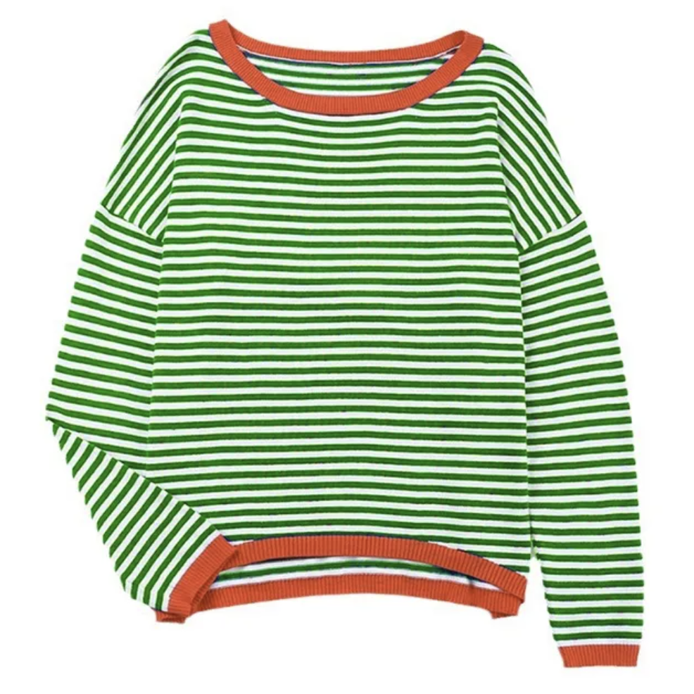 Jollie | Gestreifter Pullover-Grün-S-Becker Boutique