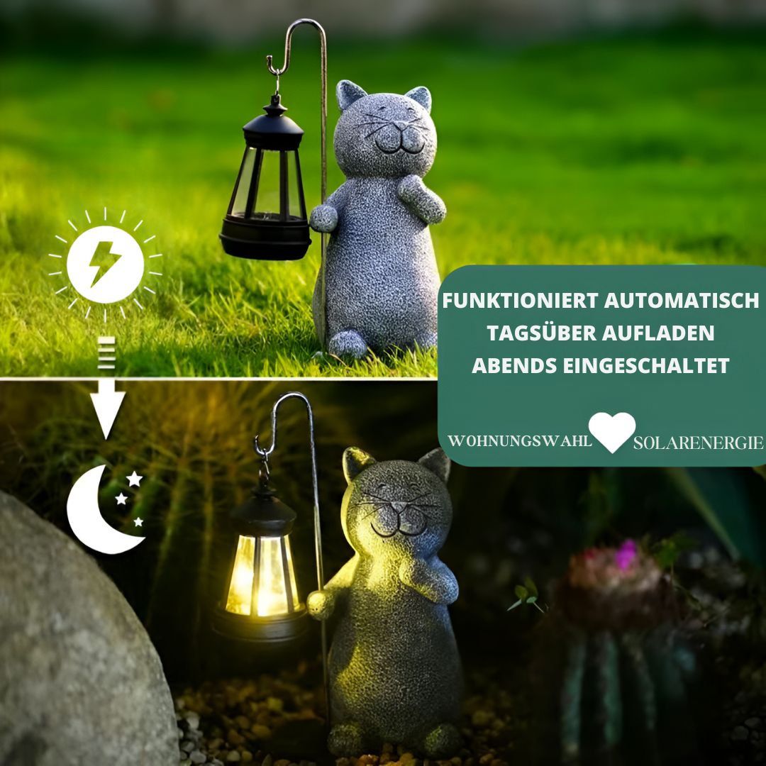 Katzenlampe | Wetterfeste Solar-Katzenlaterne-Becker Boutique