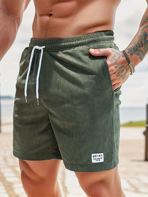 Leon | Lässige Cord-Herrenshorts mit Kordelzug-Grün-S-Becker Boutique