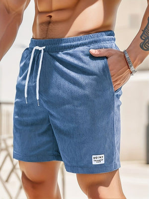 Leon | Lässige Cord-Herrenshorts mit Kordelzug-Hellblau-S-Becker Boutique