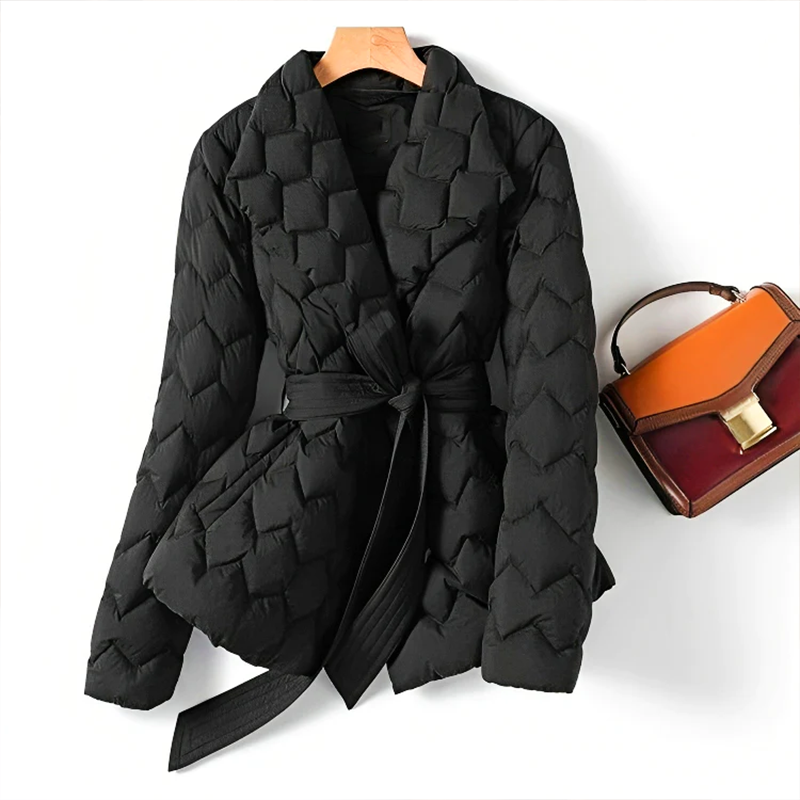 Lilian | Seidenpuffermantel-Perlschwarz-XS-Becker Boutique