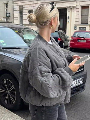 Lucinda | Grau Übergroße Leichte Bomberjacke-Becker Boutique