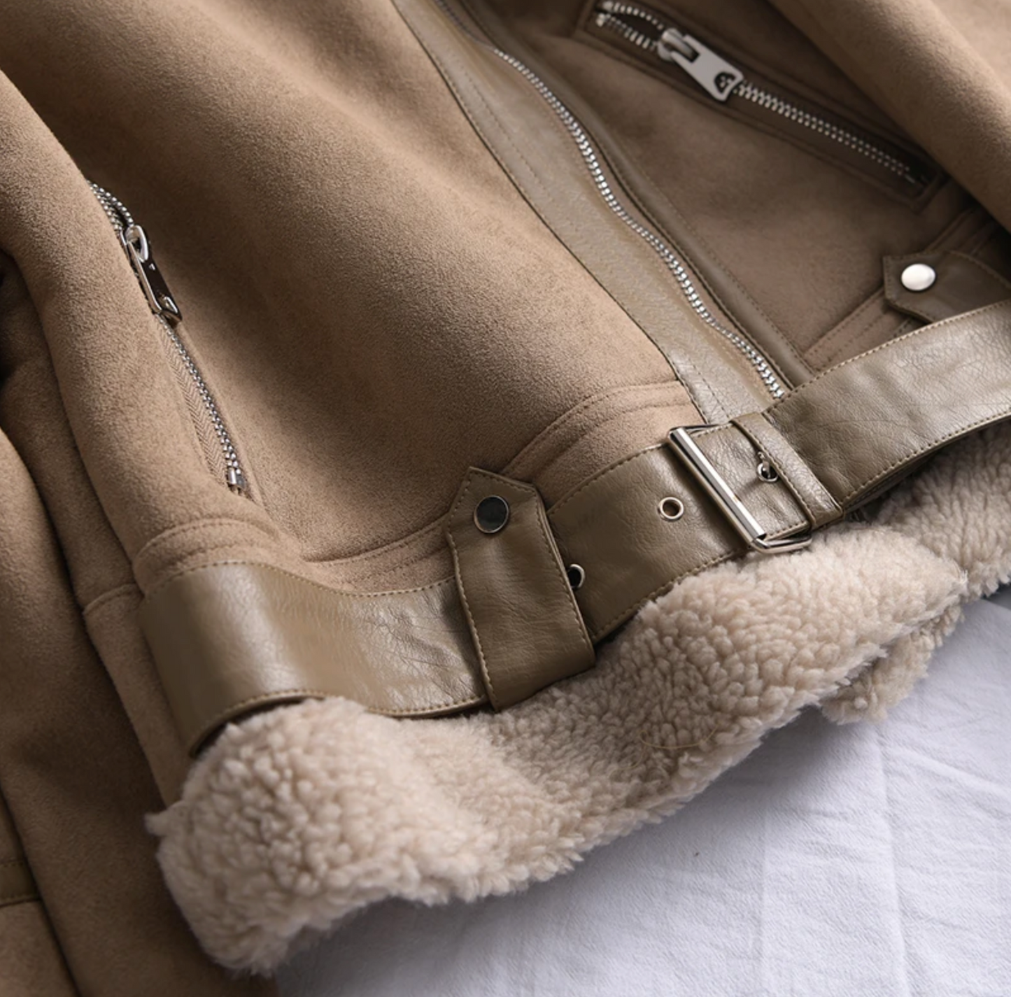 Madeleine | Sherpa-Fleece Leder-Bomberjacke-Becker Boutique