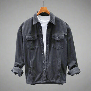 Manchester | Lässiges Vintage-Cordhemd mit mehreren Taschen-Grau-M-Becker Boutique