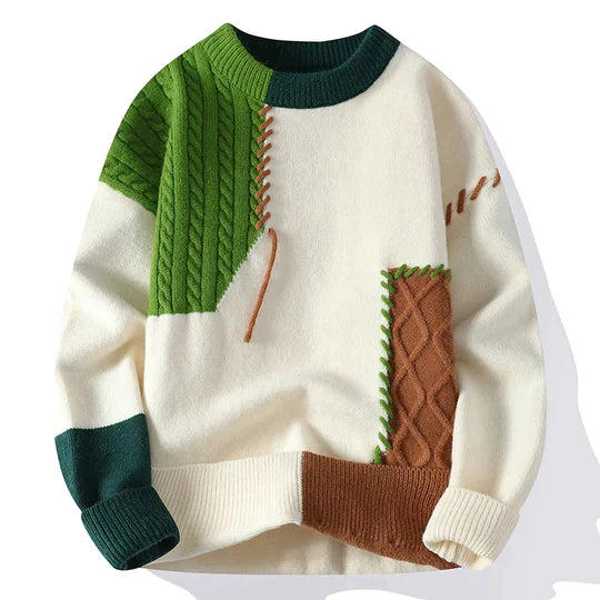 Marcos | Rollkragenpullover im Patchwork-Design-Grün-XS-Becker Boutique