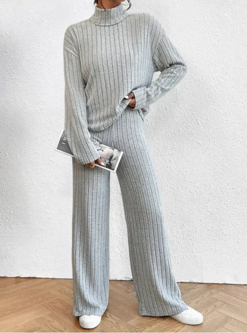 Maureen | Lounge-Set aus Rippstrick-Grau-S-Becker Boutique