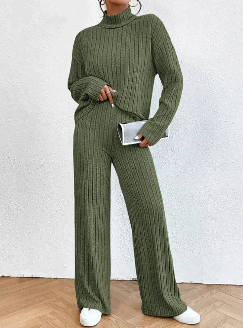 Maureen | Lounge-Set aus Rippstrick-Grün-S-Becker Boutique