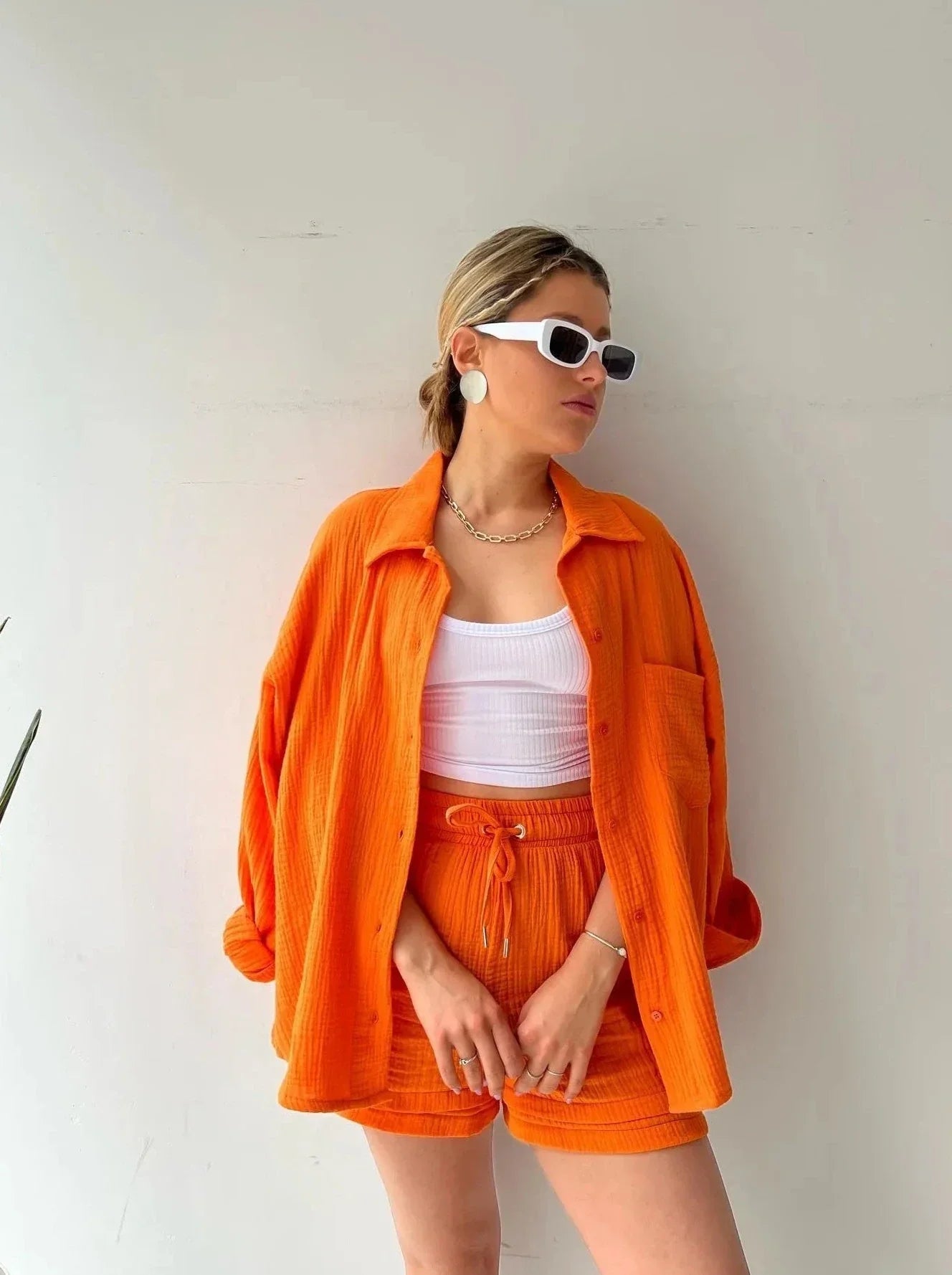 Mila | 2-teiliges Set aus Hemd und Shorts aus Baumwolle-Becker Boutique