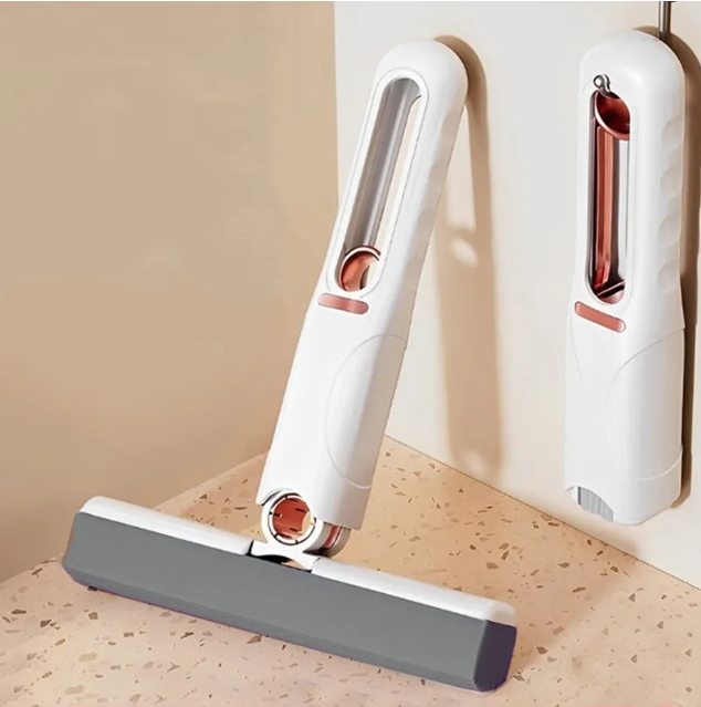 Mini Mop | Kompakter Mini-Reinigungsmopp für die perfekte Reinigung-Weiß-Mop + 2 Schwämme-Becker Boutique
