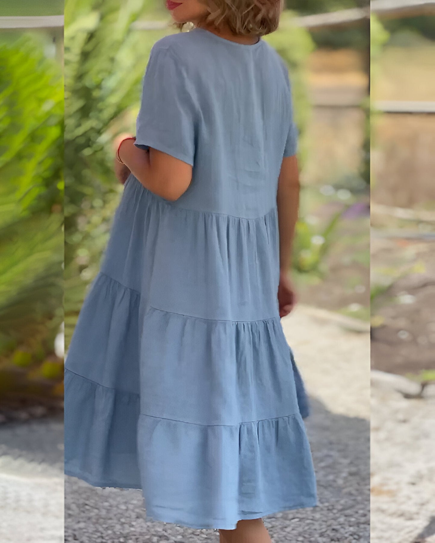 Mirella | V-Ausschnitt-Kleid aus Baumwolle und Leinen-Becker Boutique