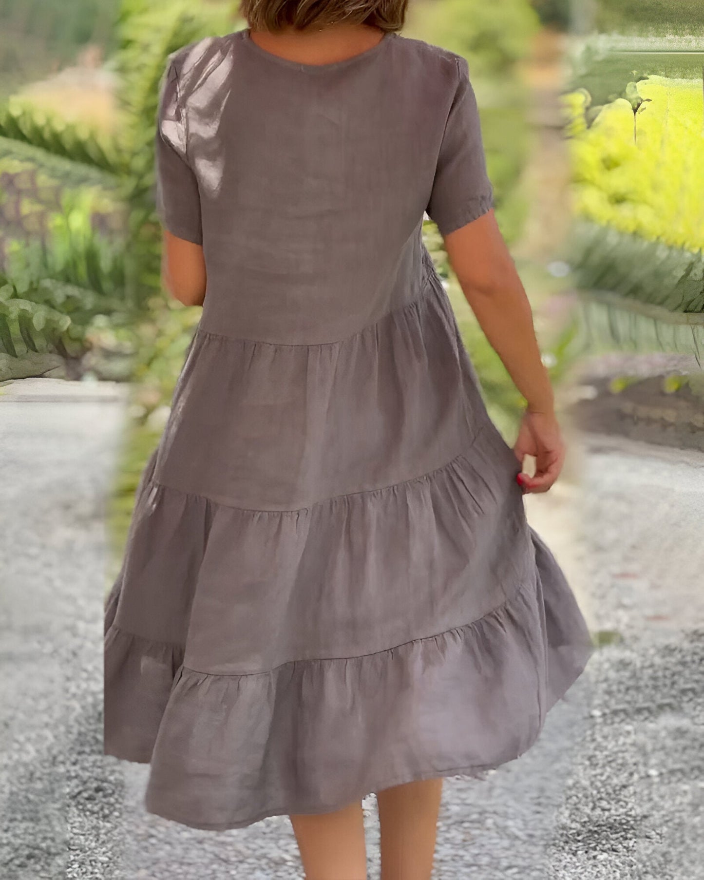 Mirella | V-Ausschnitt-Kleid aus Baumwolle und Leinen-Becker Boutique