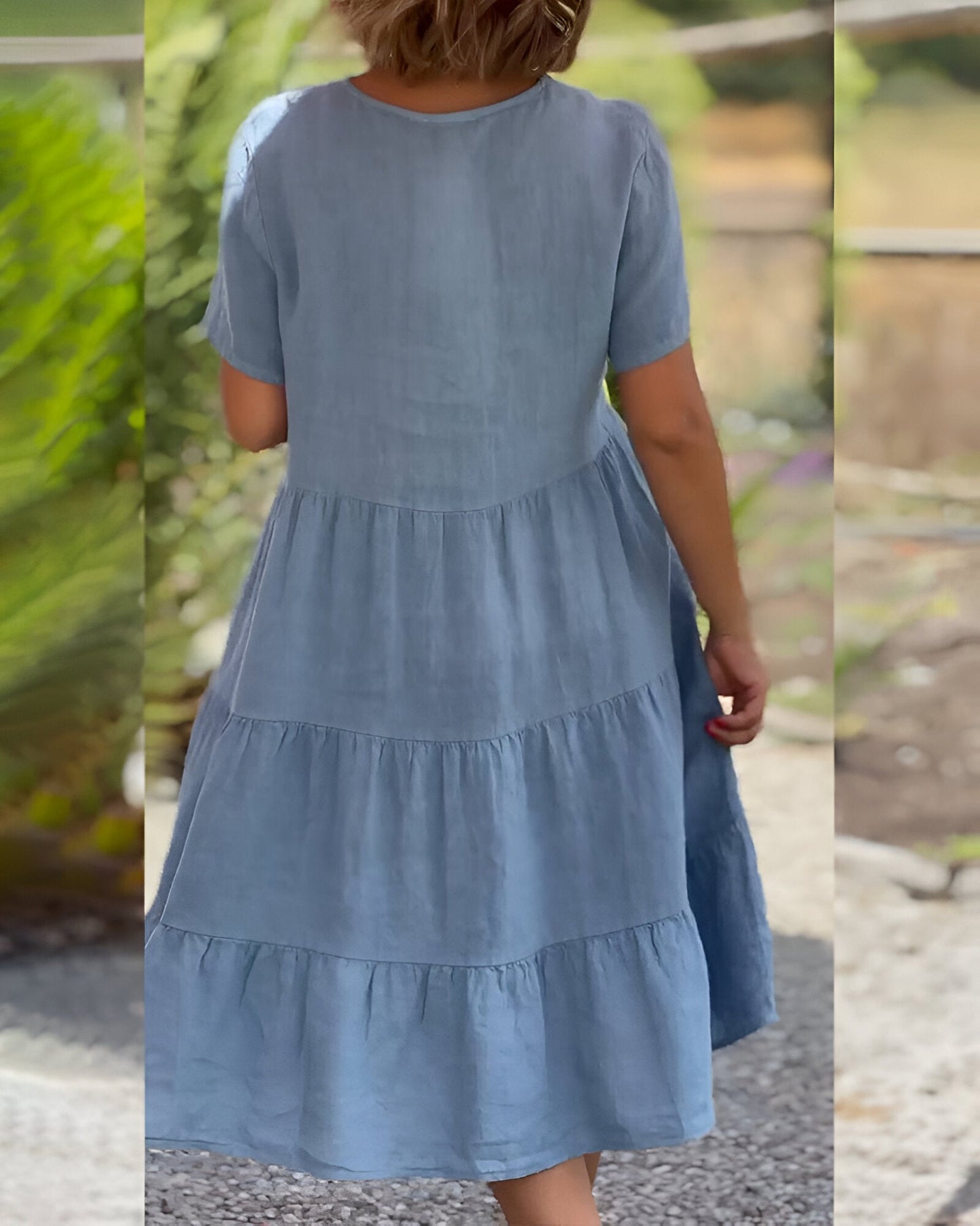 Mirella | V-Ausschnitt-Kleid aus Baumwolle und Leinen-Becker Boutique