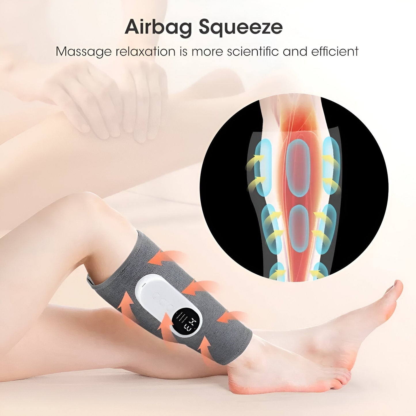 Muscle Relief | Therapeutisches kabelloses Wärme-Beinmassagegerät für den Sport-Grau-Becker Boutique