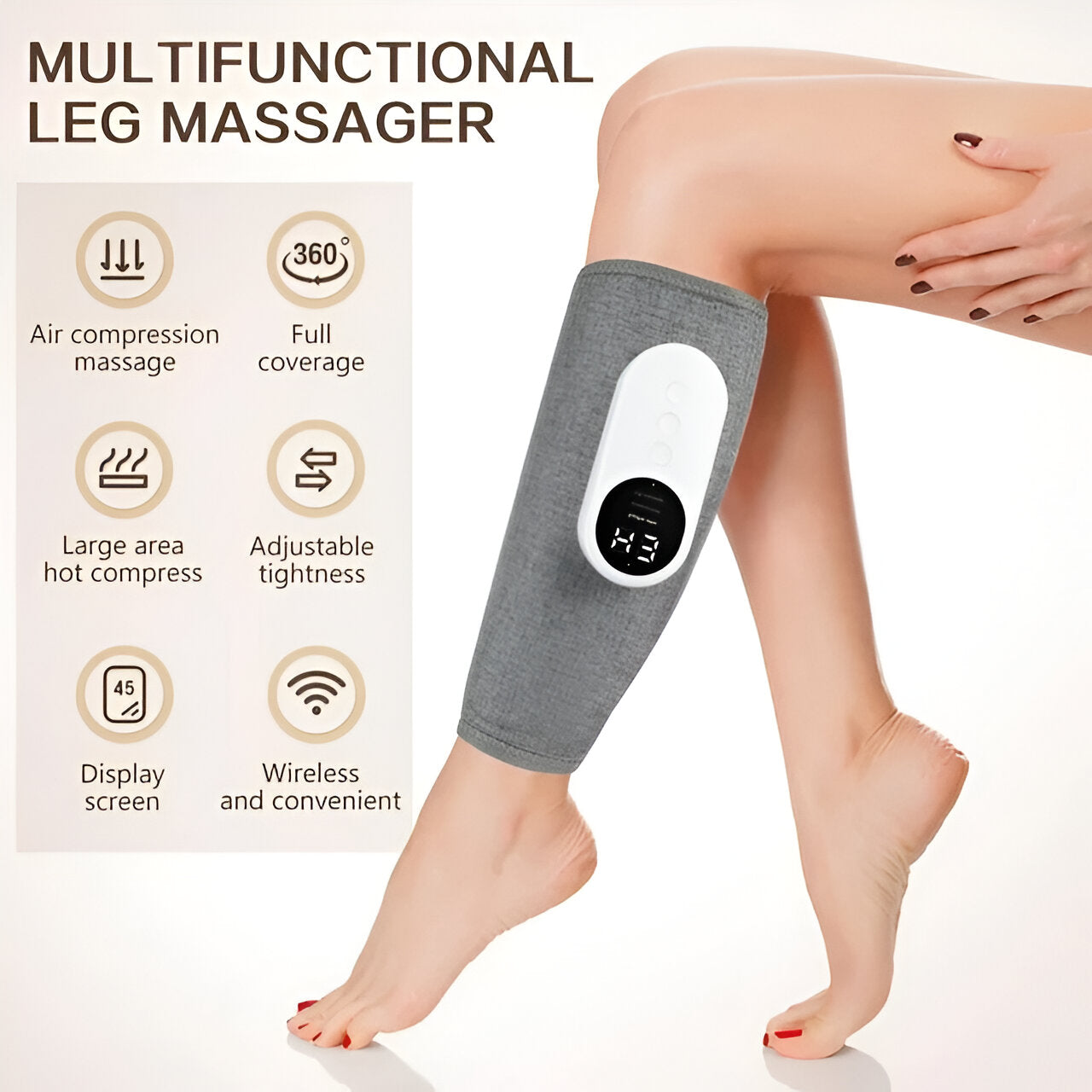 Muscle Relief | Therapeutisches kabelloses Wärme-Beinmassagegerät für den Sport-Grau-Becker Boutique