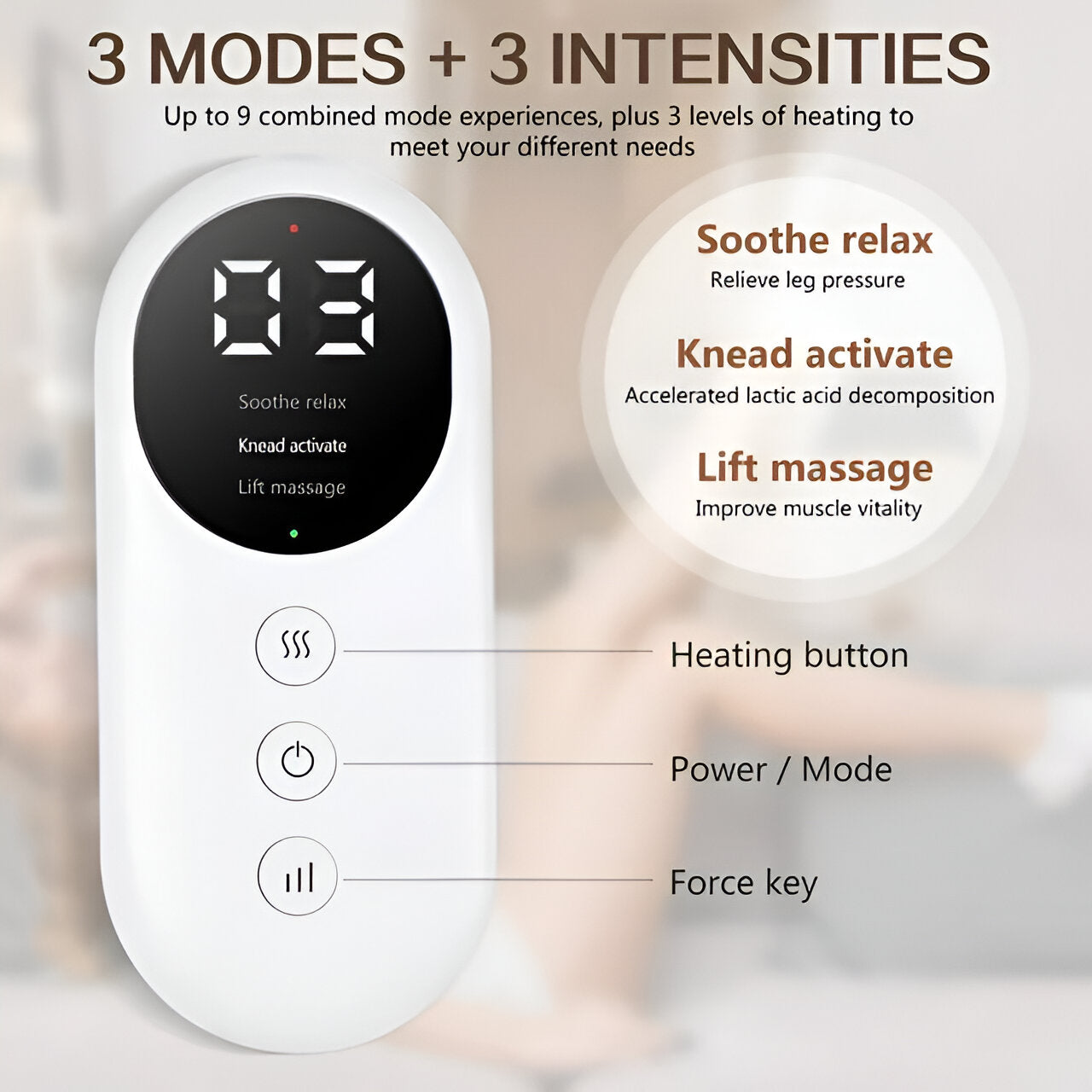 Muscle Relief | Therapeutisches kabelloses Wärme-Beinmassagegerät für den Sport-Grau-Becker Boutique