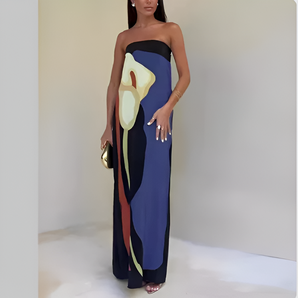 Norla | Trägerloses Maxikleid-Blau-S-Becker Boutique