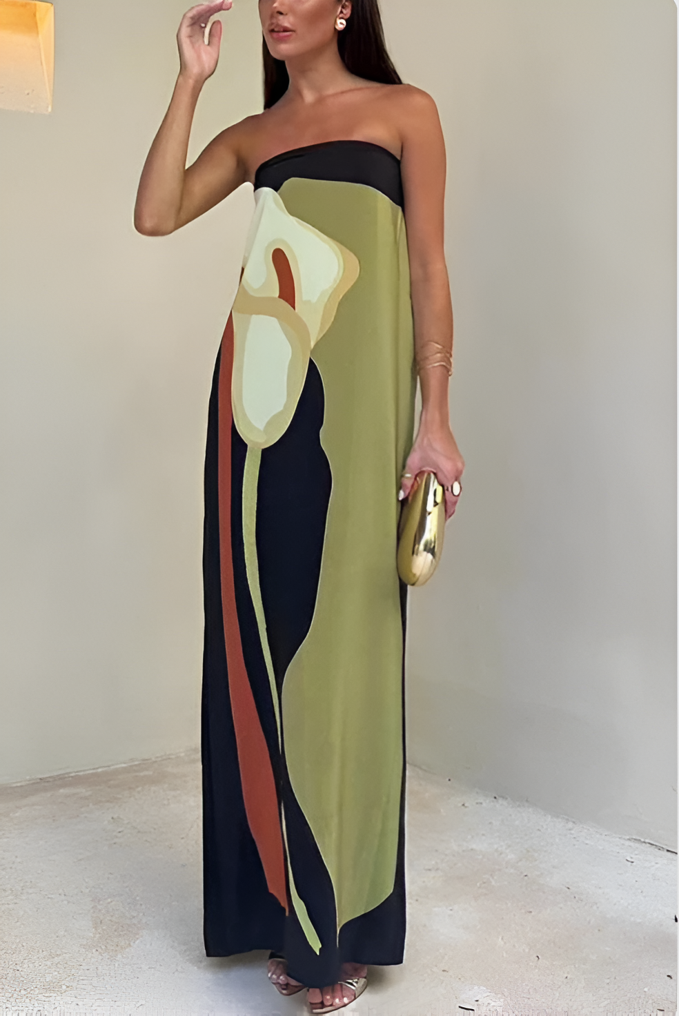 Norla | Trägerloses Maxikleid-Grün-S-Becker Boutique