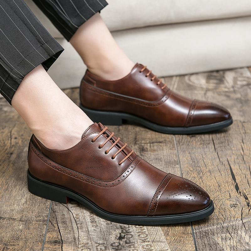Herren Oxford Anzugschuhe | Leder Mit Brogue Details
