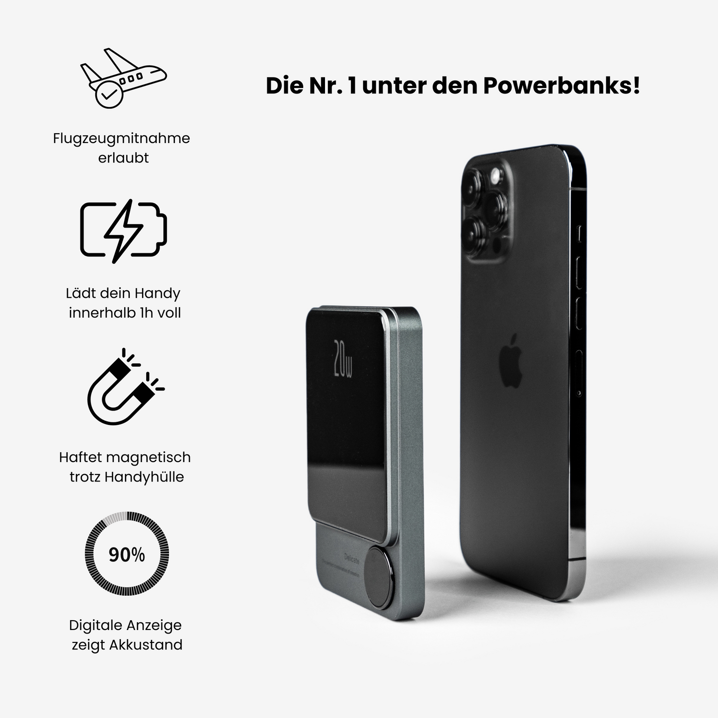 PowerCharge | Nano Magsafe Powerbank für iphone und QI-kompatibel-Becker Boutique