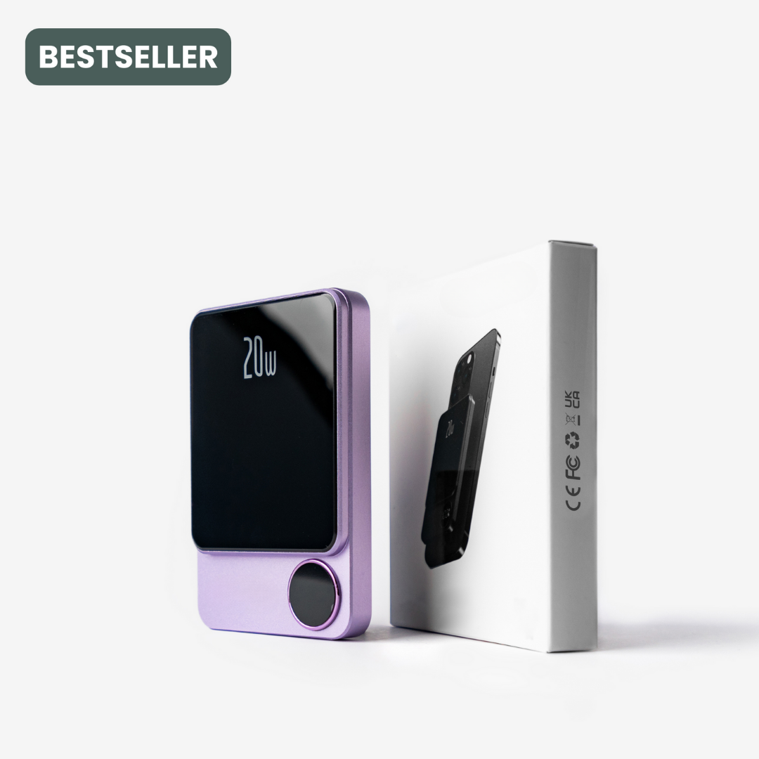 PowerCharge | Nano Magsafe Powerbank für iphone und QI-kompatibel-Lila-Becker Boutique