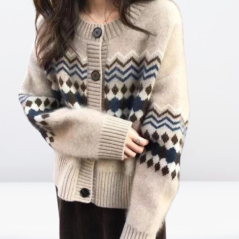 Tara | Damen Strickjacke mit langen Ärmeln und Knöpfen