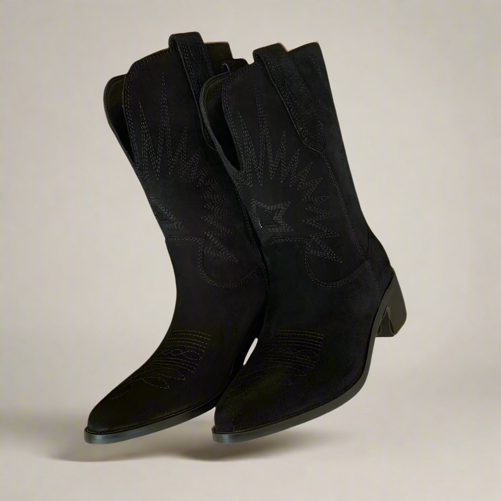 Schöne | Cowboystiefel Damen aus Wildleder mit gestickten Western-Details