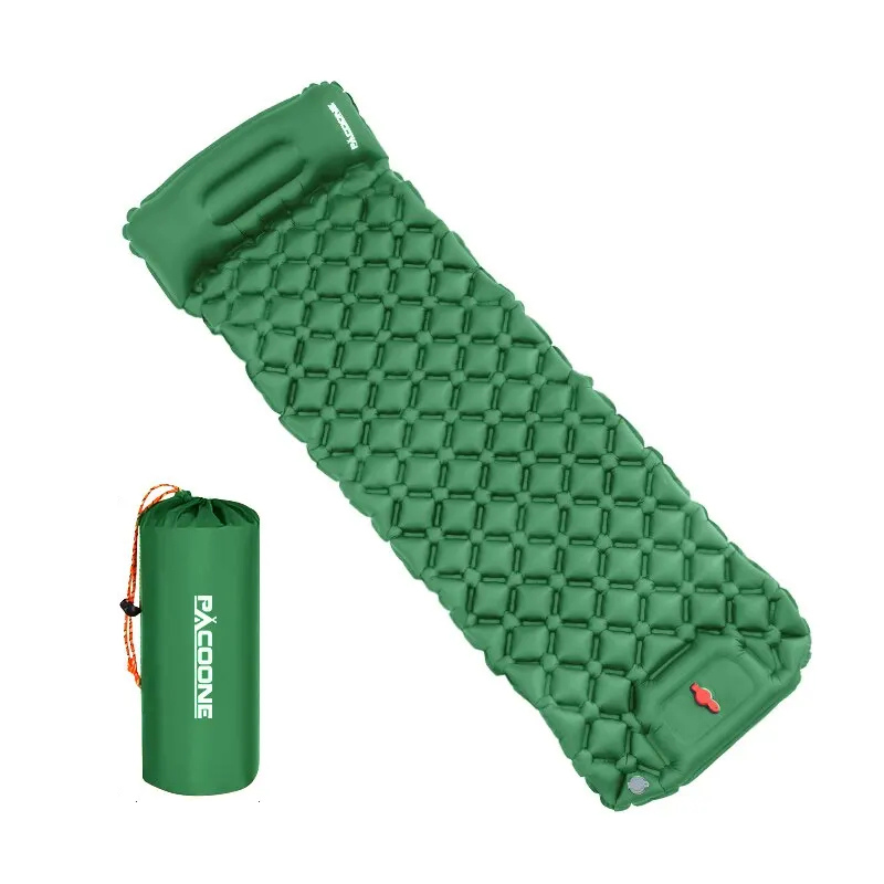 Quick Mattress | Outdoor Camping Aufblasbare Matratze mit Kissen - Eingebaute Aufblasbare Pumpe-Armee grün-Becker Boutique