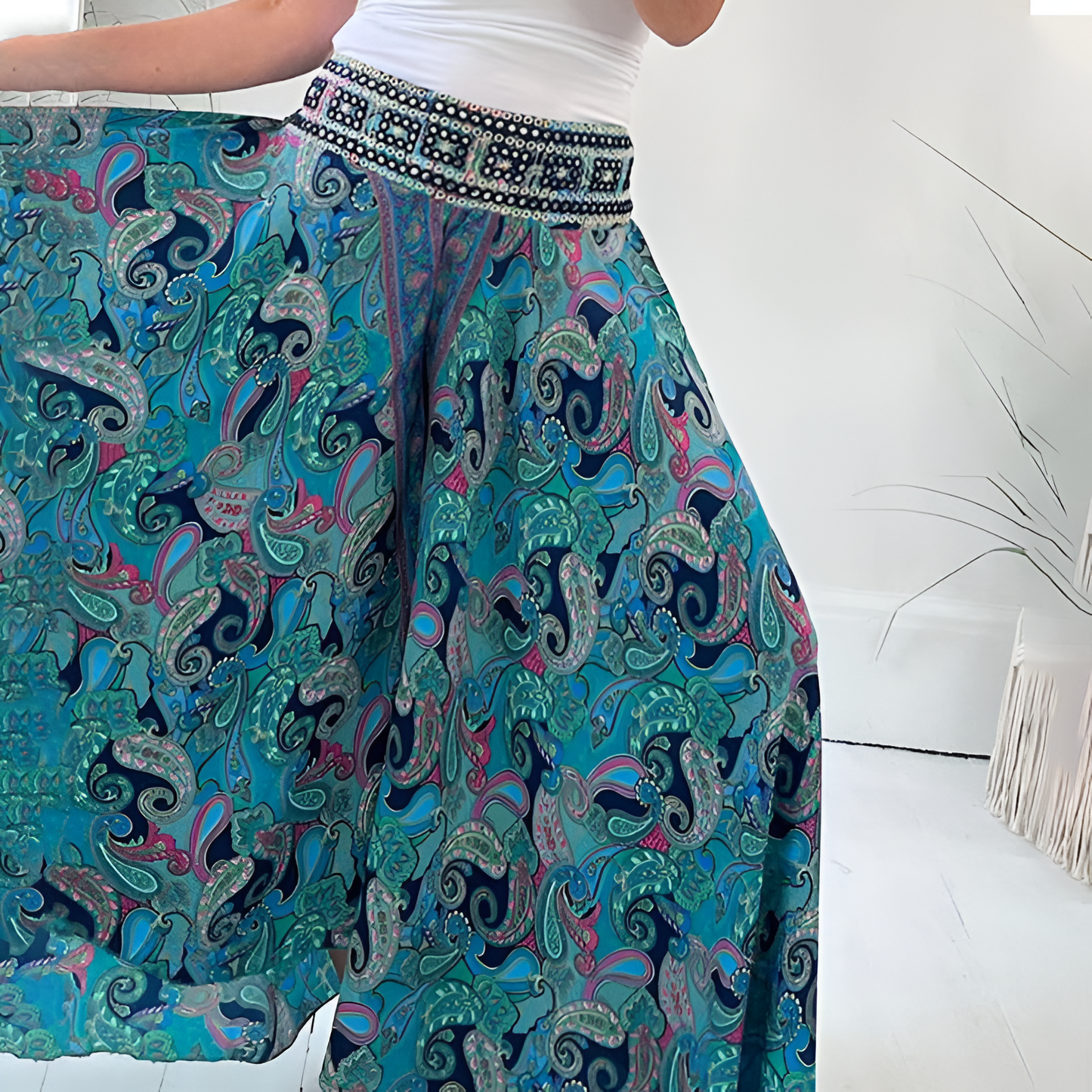 Rita | Paisley-weites Bein Hose-Becker Boutique