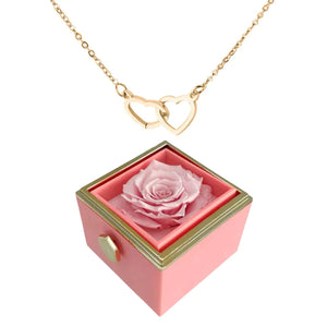 Rose| Rosenbox mit Halskette perfekt für den Valentinstag-Rosa-Gold-Becker Boutique