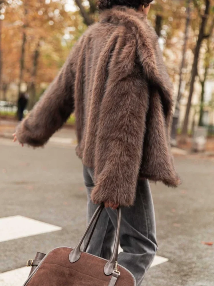 Izaya | Brauner Pelzmantel Damen
