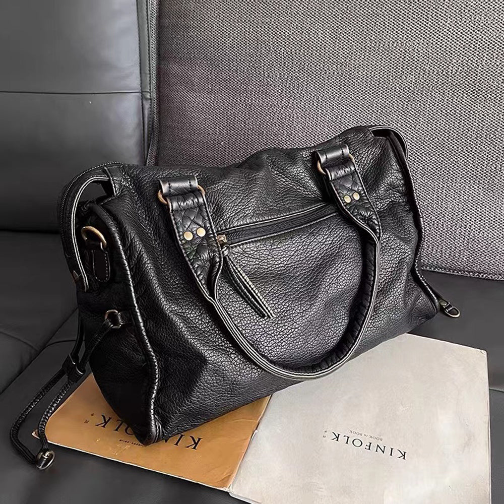 Tara | Schwarze Retro Umhängetasche Damen - praktisch und geräumig