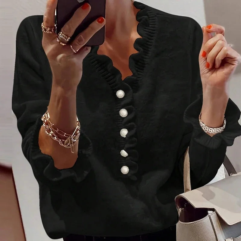 Curie | Pullover Damen V-Ausschnitt mit Knöpfen - Lotus