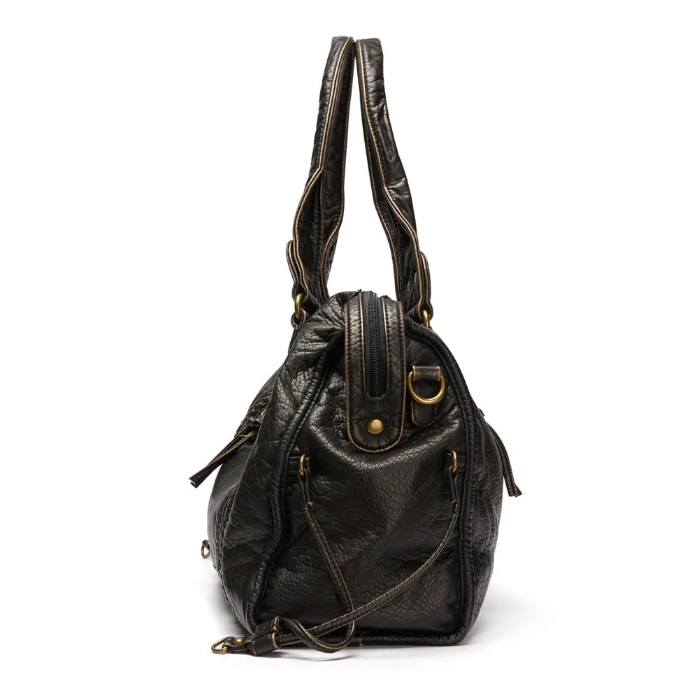 Tara | Schwarze Retro Umhängetasche Damen - praktisch und geräumig