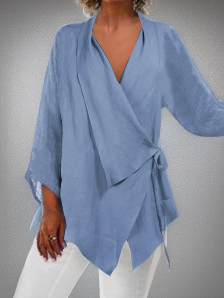 Sabrina | Tunika mit unregelmäßigem Saum-Blau-S-Becker Boutique