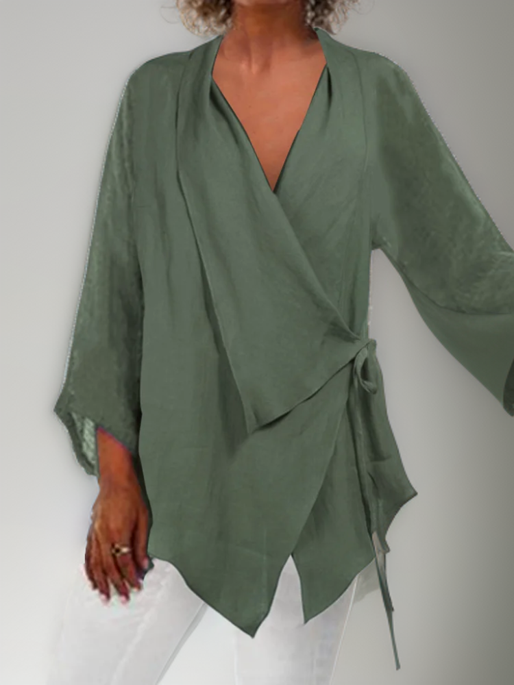 Sabrina | Tunika mit unregelmäßigem Saum-Grün-S-Becker Boutique