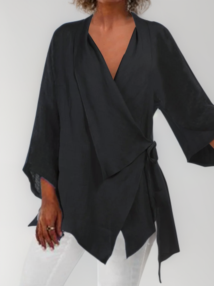 Sabrina | Tunika mit unregelmäßigem Saum-Schwarz-S-Becker Boutique