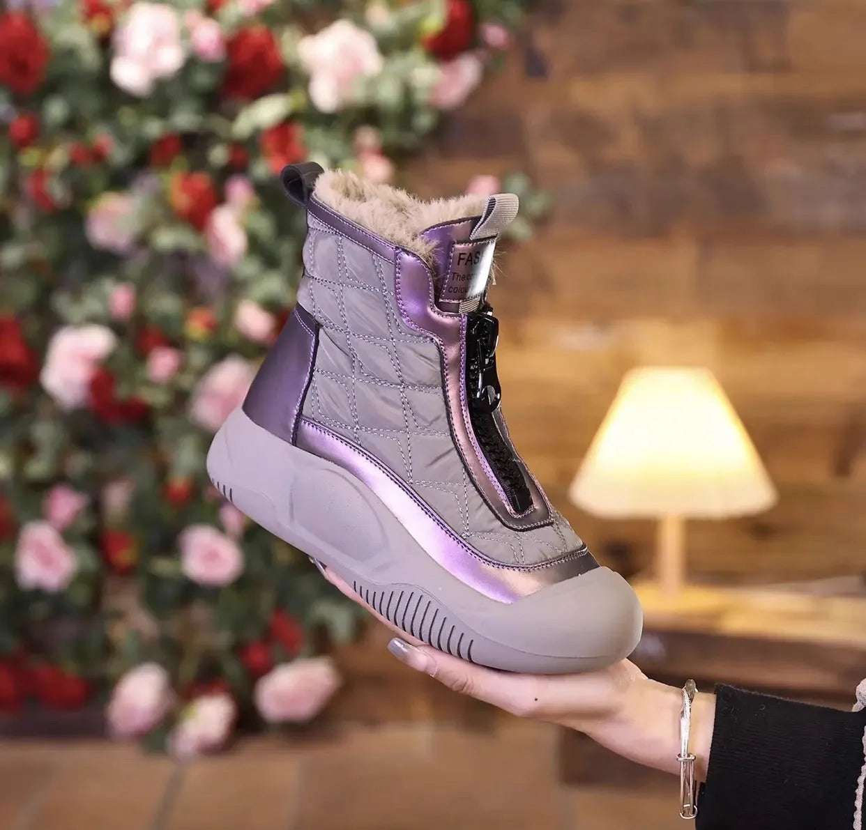 Sandra | Warme Plateauschuhe für Damen-Lila-35-Becker Boutique