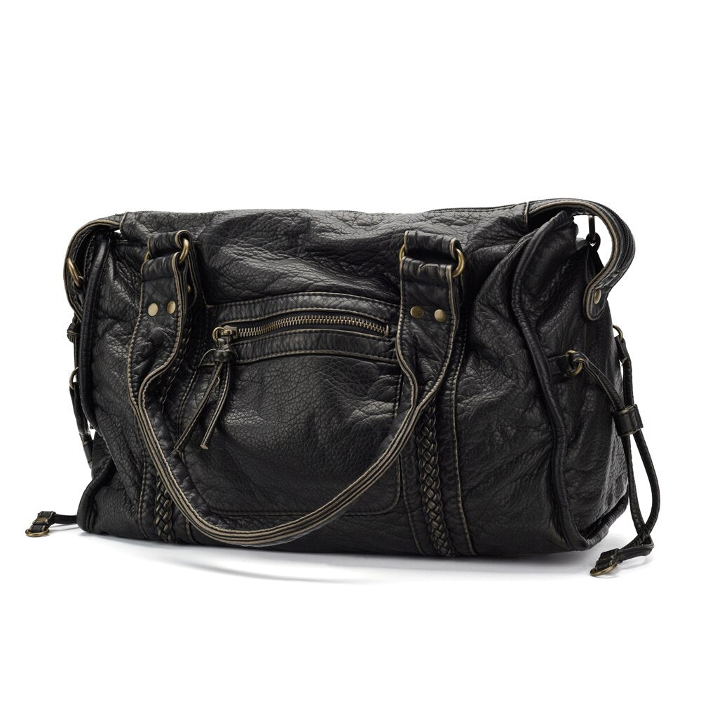Tara | Schwarze Retro Umhängetasche Damen - praktisch und geräumig