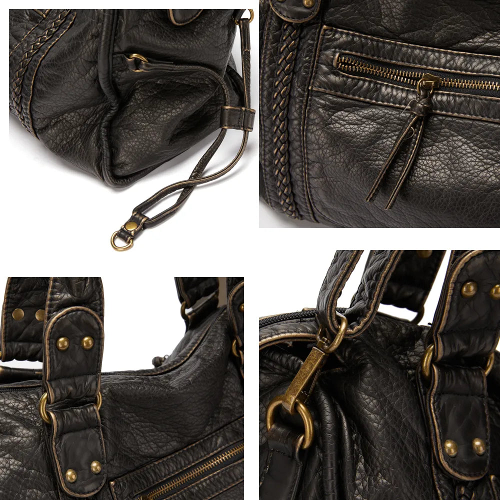 Tara | Schwarze Retro Umhängetasche Damen - praktisch und geräumig