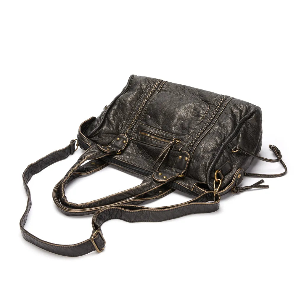 Tara | Schwarze Retro Umhängetasche Damen - praktisch und geräumig