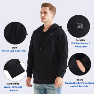 SmartHoodie | Beheizter Unisex-Kapuzenpullover in Schwarz-Becker Boutique